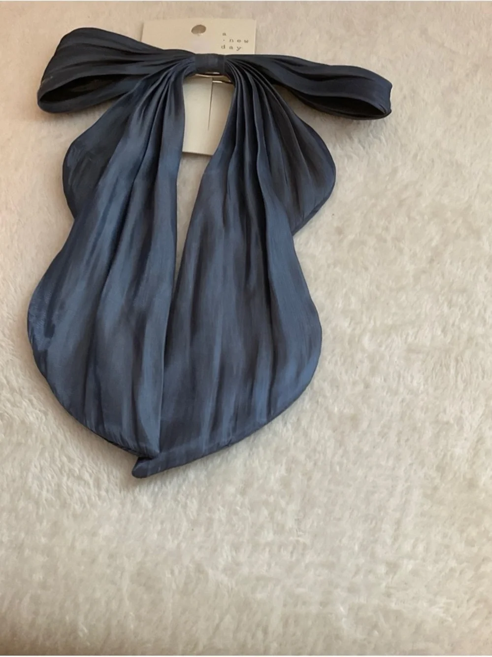 a new day Navy Satin Neck Bow Scarf Top